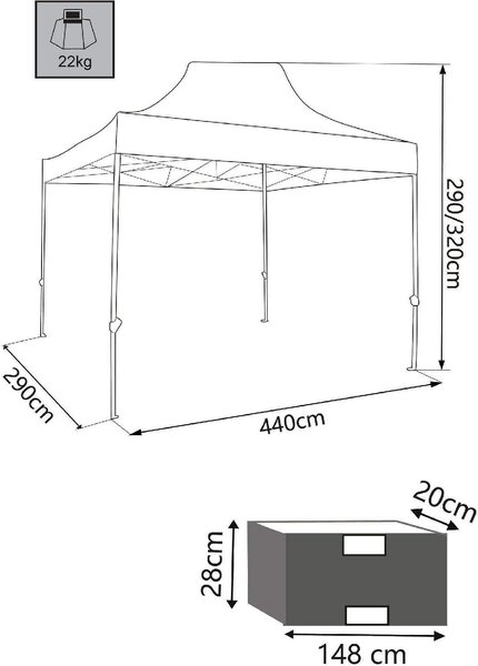 VivaGarden Gazebo Giardino 3x4,5 mt Pieghevole in Poliestere e Alluminio colore Bianco - Party