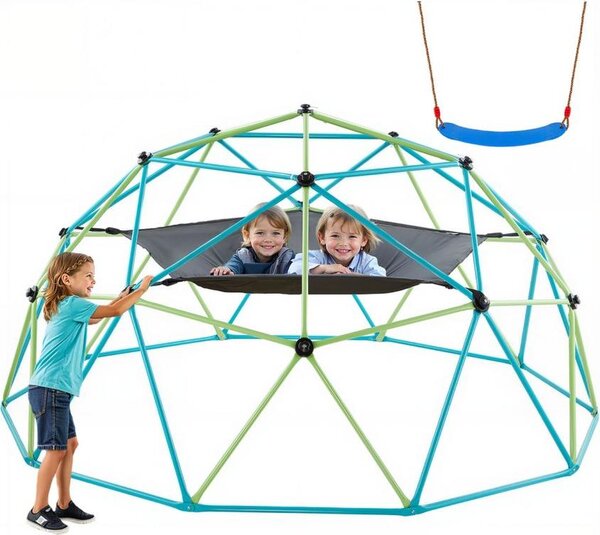 Cupola geometrica per arrampicata (305 cm di larghezza) - con altalena e amaca, portata fino a 453 kg - Giochi per bambini per esterni 3-10 anni - Giochi da giardino e stazione di arrampicata per parchi giochi