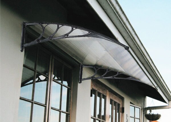 NBrand Pensilina da Esterno in Policarbonato Tettoia per Esterno con Supporto in Resina 100x150 cm colore Trasparente