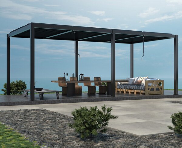 VivaGarden Pergola Bioclimatica da Esterno in Alluminio con Copertura a Lamelle Orientabili Dimensioni 7,8 x 4 x 2,5 mt colore Grigio