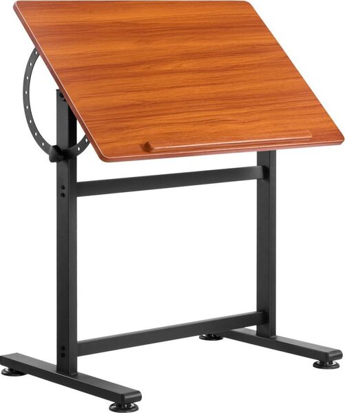 Tavolo da disegno e da pittura multifunzionale - Scrivania con inclinazione regolabile da 0° a 90° - Tavolo da artista portatile - Struttura ad H con piano nero e marrone - Lettura, scrittura, artigianato, disegno - Tavolo creativo per artisti