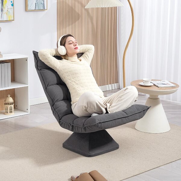DecHome Poltrona Moderna Girevole in Tessuto Vellutato con Schienale Regolabile in 5 Posizioni Dimensioni 62x70x95 cm colore Grigio