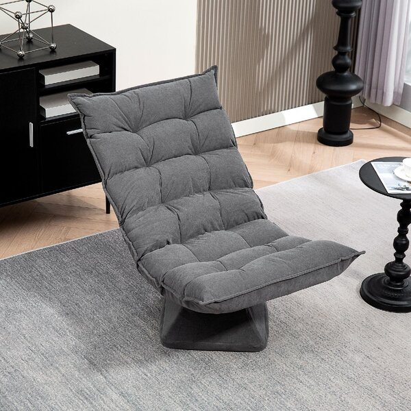 DecHome Poltrona Moderna Girevole in Tessuto Vellutato con Schienale Regolabile in 5 Posizioni Dimensioni 62x70x95 cm colore Grigio