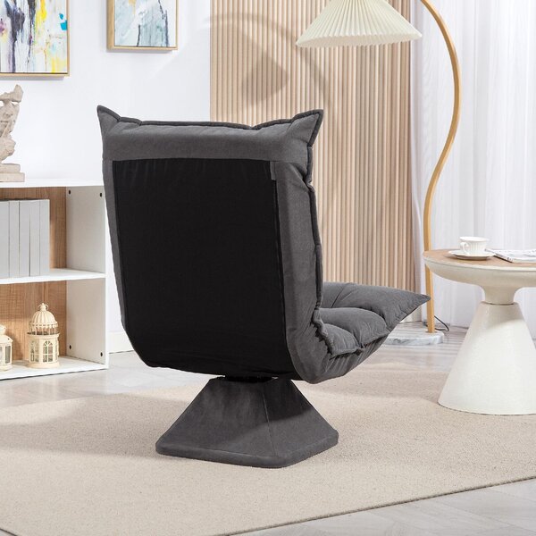 DecHome Poltrona Moderna Girevole in Tessuto Vellutato con Schienale Regolabile in 5 Posizioni Dimensioni 62x70x95 cm colore Grigio