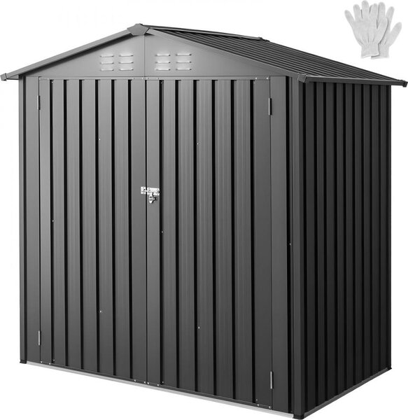 Capanno per attrezzi in metallo - capanno per attrezzi con porte chiudibili a chiave e 4 feritoie - capanno da giardino con tetto a punta - capanno per giardino, patio, bicicletta - 1860x1210x1841 mm - deposito in giardino