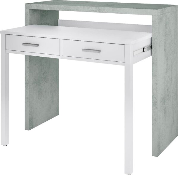 FORES HABITAT Scrittoio estraibile Moderno Dimensioni 36x99x88 cm colore Bianco/Cemento