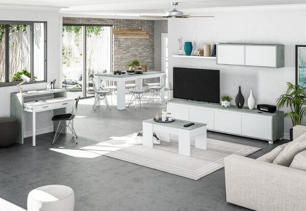 FORES HABITAT Scrittoio estraibile Moderno Dimensioni 36x99x88 cm colore Bianco/Cemento