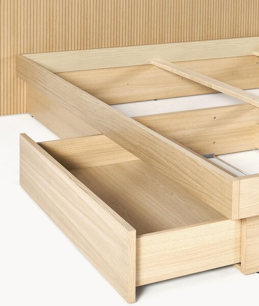 Letto in legno con testiera e vano contenitore Sato
