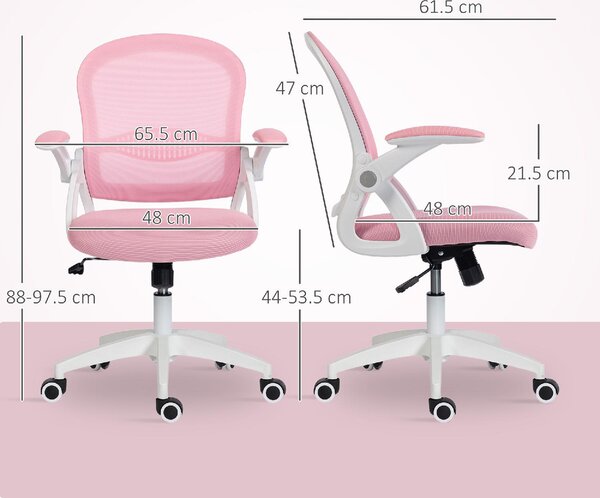 Icon Space Sedia da Ufficio con Ruote e Braccioli in Tessuto Mesh colore Rosa