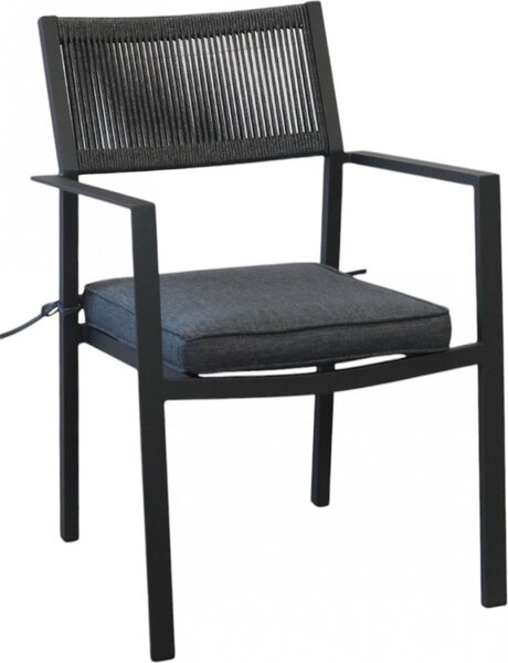 VivaGarden Sedia per Esterni Impilabile con Cuscino in Alluminio 55,5x62,5x83,5h cm colore Antracite