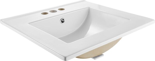 Lavabo - Lavabo semi-incassato - Rettangolare 51 x 46,5 cm - Con troppopieno - 3 fori per rubinetto - Compatto per bagni piccoli - Bianco