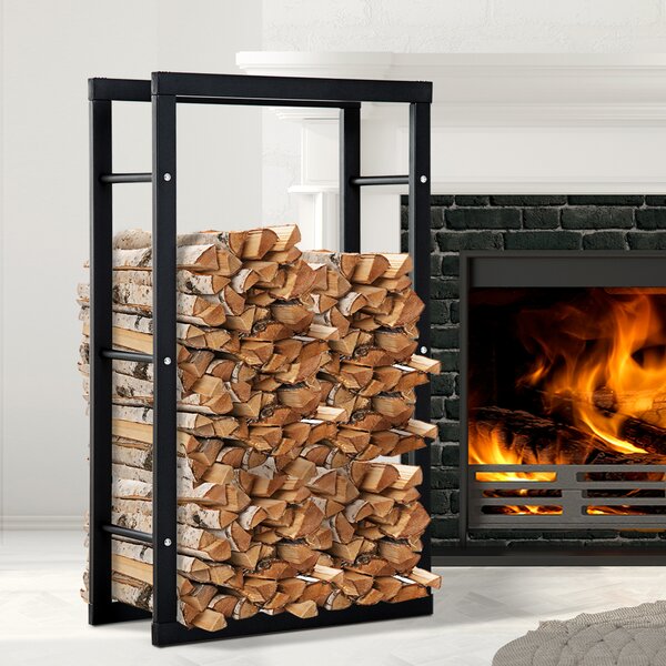 HOMCOM Potalegna per Camino Ferro per interni, esterno e casa, Struttura in tubi, 60x25x100cm, Nero | Aosom Italy