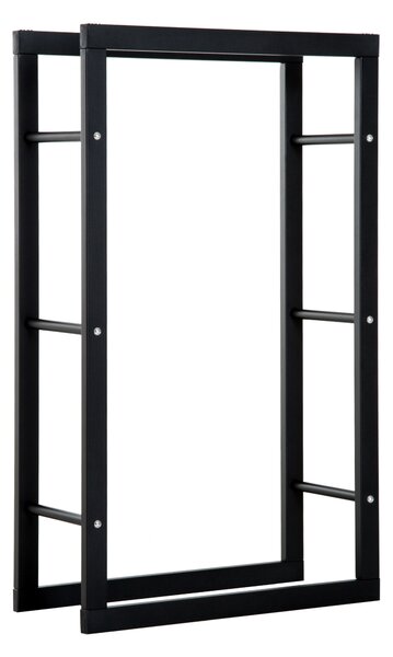 HOMCOM Potalegna per Camino Ferro per interni, esterno e casa, Struttura in tubi, 60x25x100cm, Nero | Aosom Italy