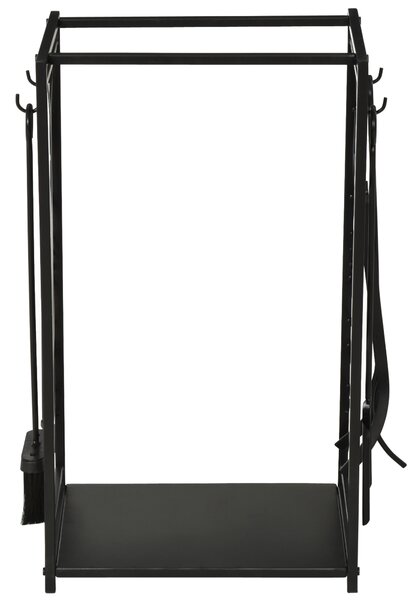 HOMCOM Potalegna di Design per Camino in Acciaio Nero e Antiruggine, per Interni ed Esterni, 46 x 30 x 70 cm|Aosom