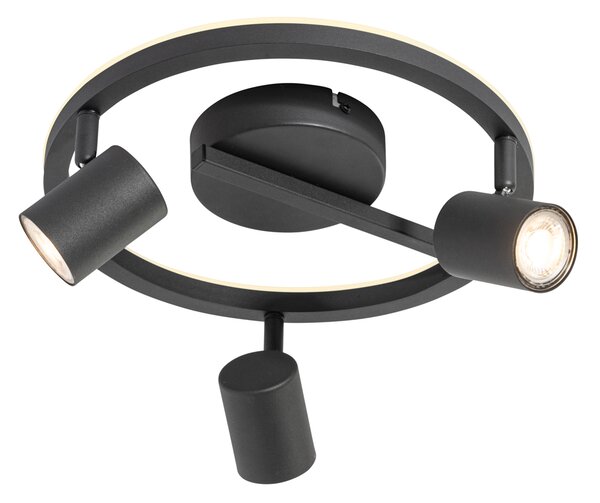 Faretto da soffitto nero GU10 50mm 3 luci rotondo con retroilluminazione e interruttore a 3 vie - Back Up