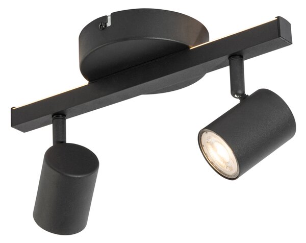 Faretto da soffitto nero GU10 50mm 2-luci con retroilluminazione e interruttore a 3 vie - Back Up