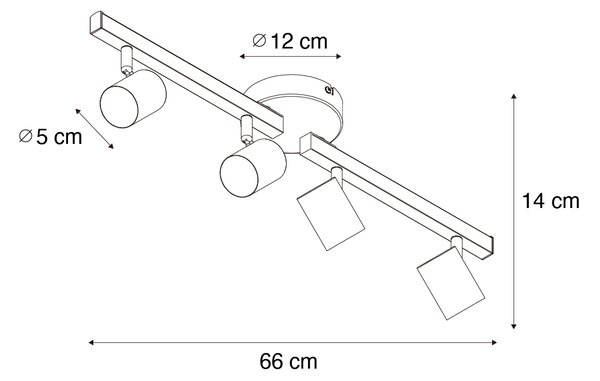Faretto da soffitto nero GU10 50mm 4 luci con retroilluminazione e interruttore a 3 vie - Back Up