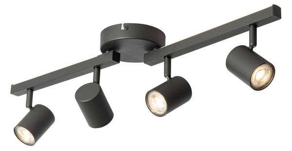 Faretto da soffitto nero GU10 50mm 4 luci con retroilluminazione e interruttore a 3 vie - Back Up