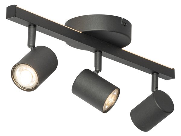 Faretto da soffitto nero GU10 50mm 3 luci con retroilluminazione e interruttore a 3 vie - Back Up