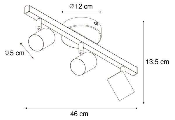 Faretto da soffitto nero GU10 50mm 3 luci con retroilluminazione e interruttore a 3 vie - Back Up