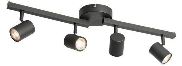 Faretto da soffitto nero GU10 50mm 4 luci con retroilluminazione e interruttore a 3 vie - Back Up