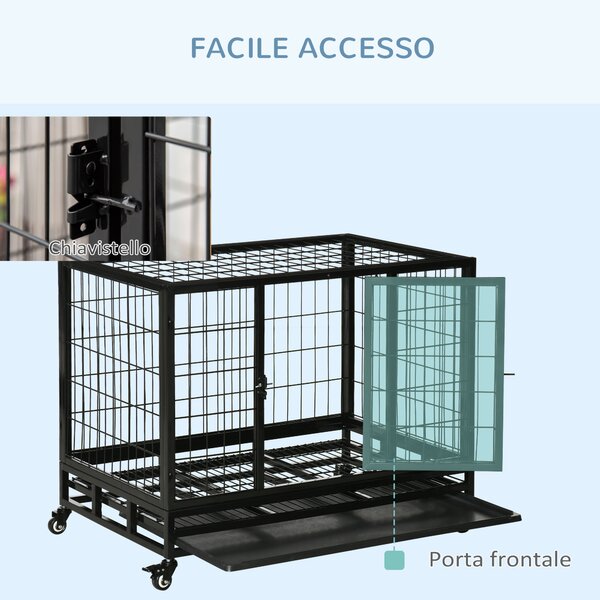 PawHut Gabbia Box per Cani Cuccioli da Interno Esterno con Rotelle 92×62×75cm|Aosom