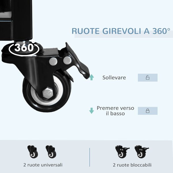 PawHut Gabbia Box per Cani Cuccioli da Interno Esterno con Rotelle 92×62×75cm|Aosom