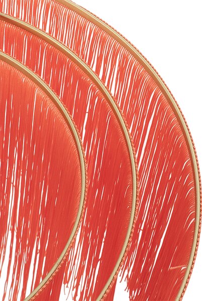Lampadario orientale oro con paralume rosa con frange - Franxa