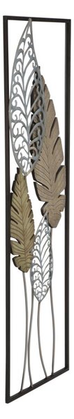 Pannello e Legno Foglie 30,5x2,5x99,5 cm in Ferro e MDF Oro e Argento
