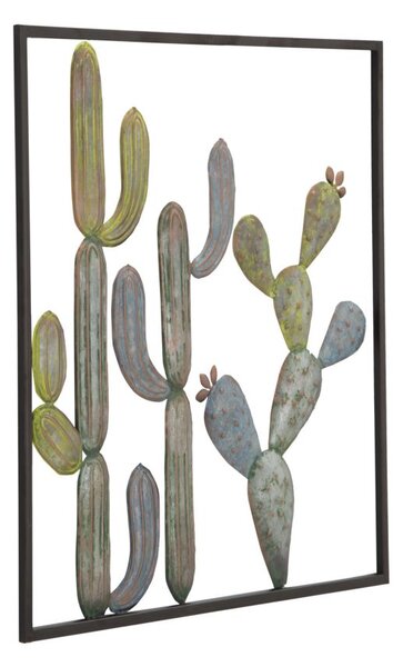 Pannello Cactus-Frame 50x1,3x50 cm in Ferro Verde e Azzurro