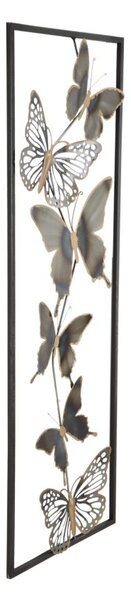 Pannello Farfalle 31x2,5x90 cm in Ferro Nero e Argento