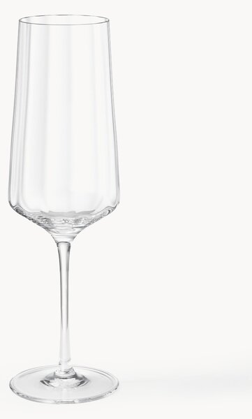 Set di 6 flute da champagne plisettati in cristallo Bernadotte