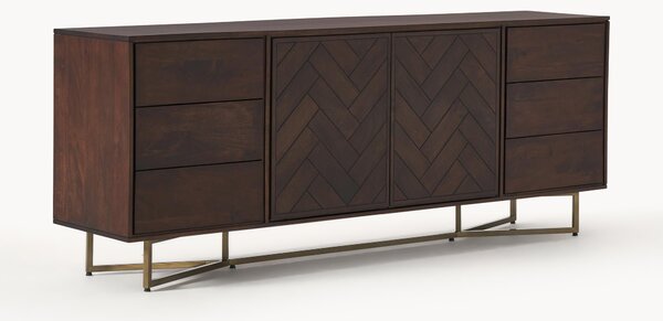 Credenza XL in legno di mango con motivo spina di pesce Luca