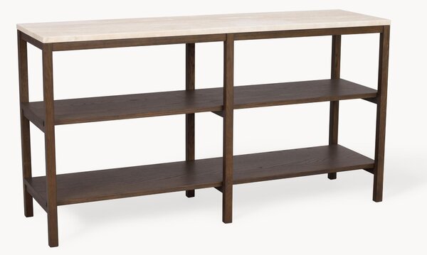 Tavolino da salotto in legno di quercia con piano in travertino Orwel