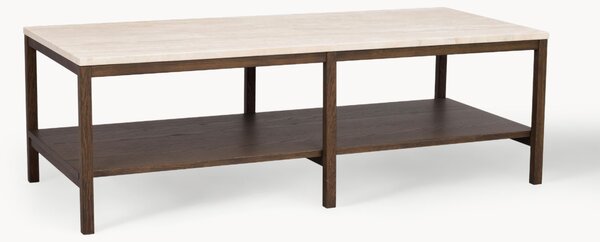 Tavolino da salotto in legno di quercia con piano in travertino Orwel