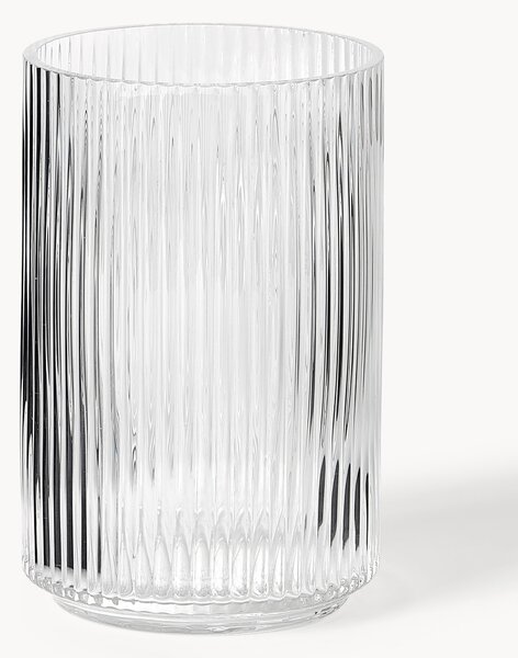 Vaso decorativo in vetro soffiato con struttura millerighe Carlo, alt. 20 cm