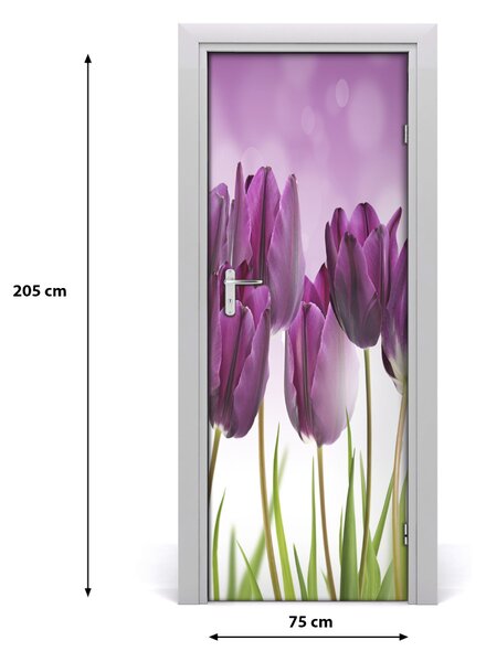 Adesivo per porta Tulipani viola 75x205 cm