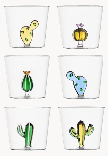Set 6 bicchieri acqua in vetro borosilicato fatti a mano Desert Plants