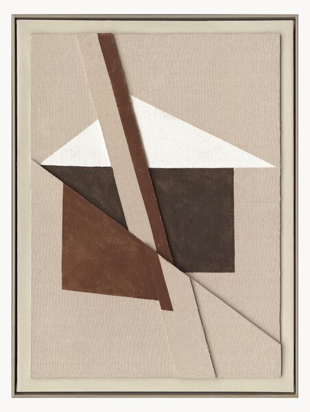 Tela dipinta a mano con cornice Brown Shapes