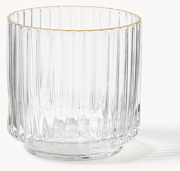 Set di 4 bicchieri acqua in vetro soffiato con bordo dorato Aleo