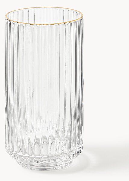 Set di 4 bicchieri da long drink in vetro soffiato con bordo dorato Aleo