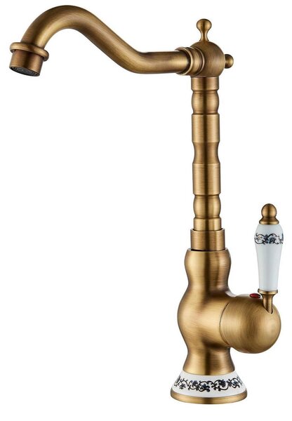 Miscelatore per bagno, rubinetto per lavabo, miscelatore in Vetroceramica, stile antico, ottone, modello H59A, attacco in ottone da 3/8 di pollice
