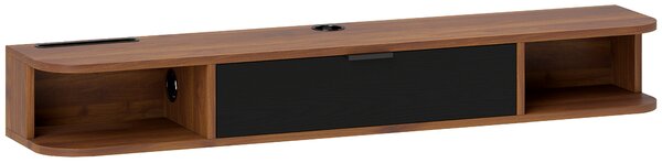 HOMCOM Mobile Porta TV fino 50" Sospeso con Cassetto, 2 Ripiani Aperti e Foro Passacavi, 120x24x16 cm, Noce | Aosom Italy