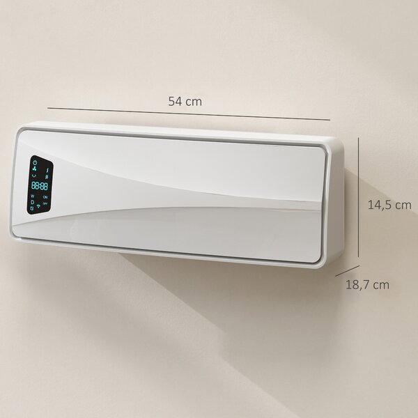 HOMCOM Stufa Ceramica 2000W a Parete con 3 Modalità, Temperatura Regolabile, Timer, Telecomando, Bianco | Aosom Italy