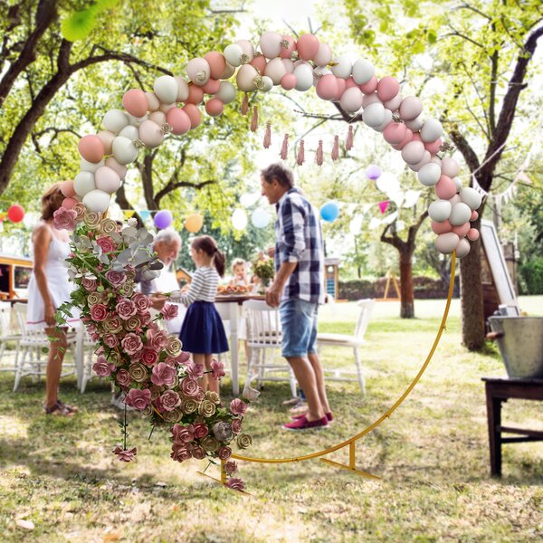 Outsunny Arco da Giardino in Acciaio, Archetto Nuziale Rotondo per Palloncini e Piante Rampicanti per Cerimonie, Compleanni ed Eventi, 222x60x224 cm, Oro | Aosom Italy