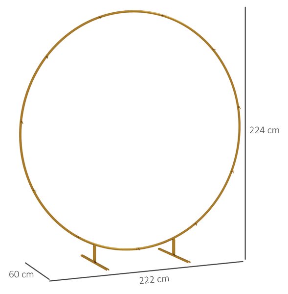 Outsunny Arco da Giardino in Acciaio, Archetto Nuziale Rotondo per Palloncini e Piante Rampicanti per Cerimonie, Compleanni ed Eventi, 222x60x224 cm, Oro | Aosom Italy