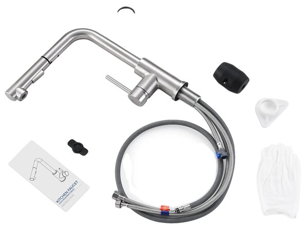 Rubinetto da cucina, acciaio inossidabile 304, girevole a 360 gradi, confezione da 2 pezzi, attacco da 33-38 mm