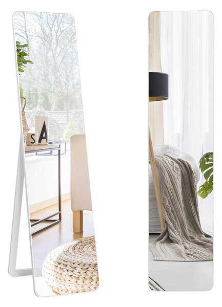 Costway Specchio a figura intera 160 x 37 cm, Specchio da appoggiare o da appendere al muro, Bianco