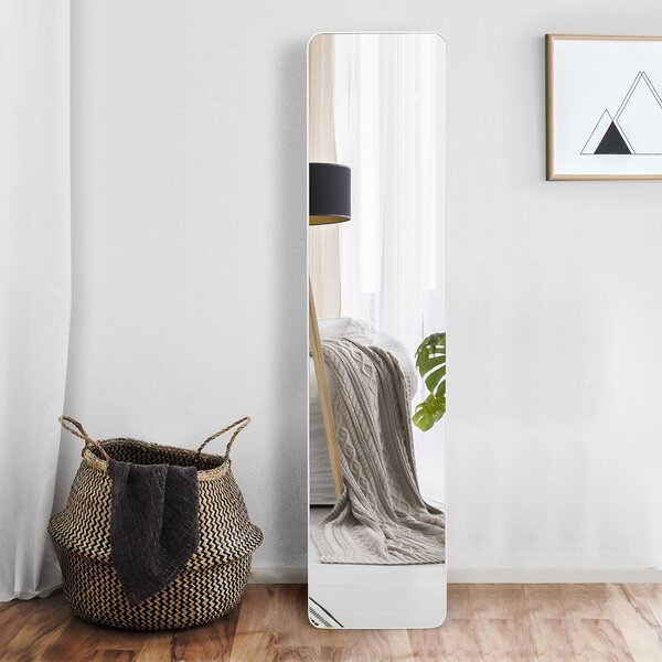 Costway Specchio a figura intera 160 x 37 cm, Specchio da appoggiare o da appendere al muro, Bianco
