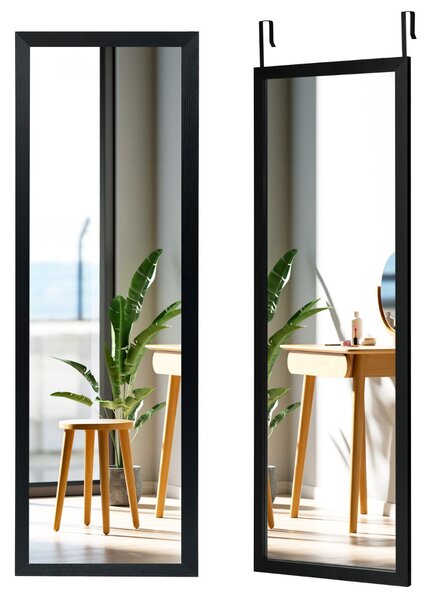Costway Specchio a figura intera sulla porta o sul muro, Specchio per camera da letto salone spogliatoio 120x37cm Nero